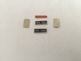 Alchin Plate set, includes: Number plates x 2, “Boiler wash out” plate x 1, Nickel silver foot steps x 2.